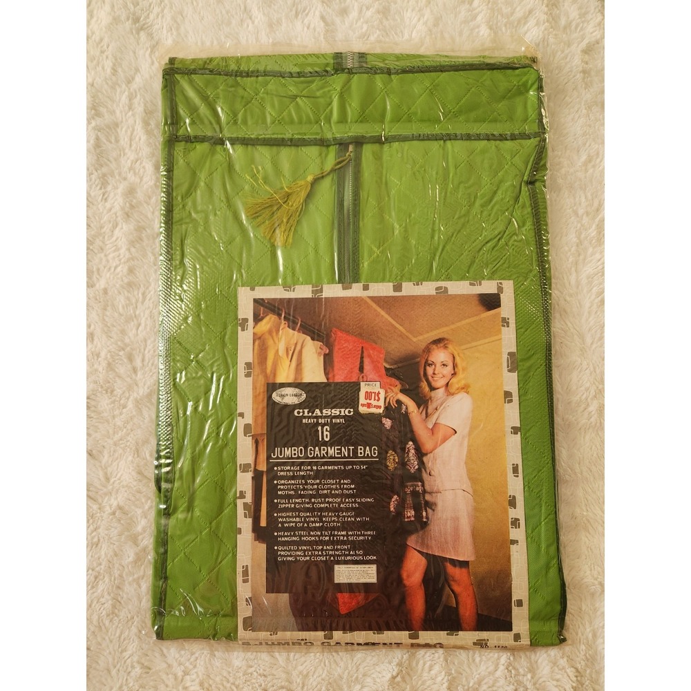 Vintage Action-Lobeco Jumbo Garment Bag 16 Capacity Quilted Green Vinyl 54"